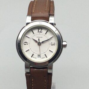 Coach Watch Women 26mm Silver Tone Swiss Leather Band Date 6.461.111 New Battery